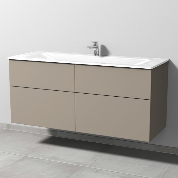 Sanipa 3way Kombination mit Glaswaschtisch 131,5 cm, 4 Auszüge mit Push to open