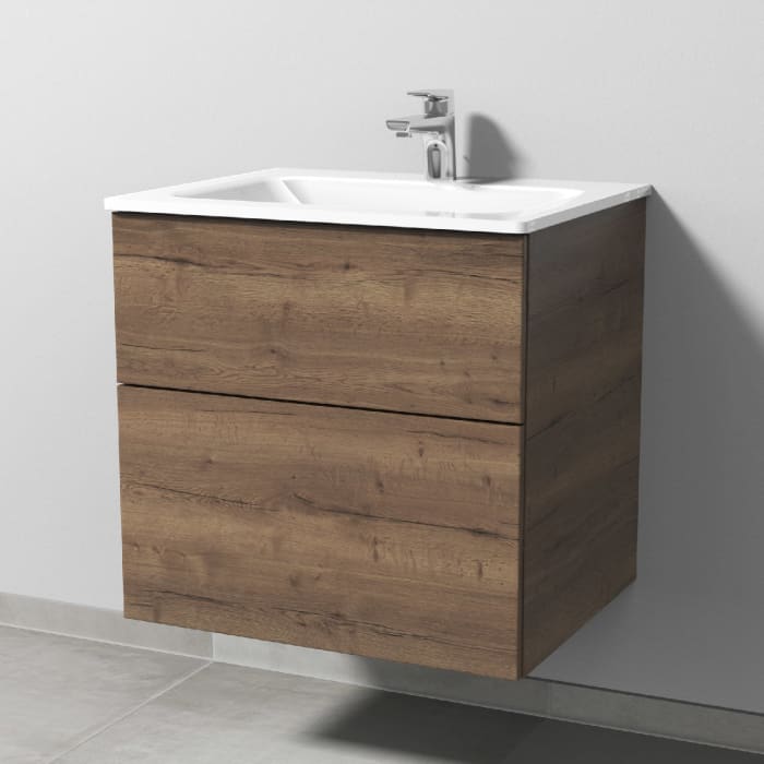 Sanipa 3way Kombination mit Glaswaschtisch 61,5 cm, 2 Auszüge mit Push to open