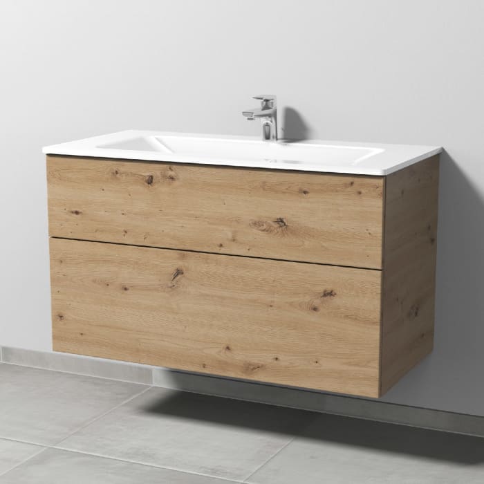 Sanipa 3way Kombination mit Glaswaschtisch 101,5 cm, 2 Auszüge mit Push to open