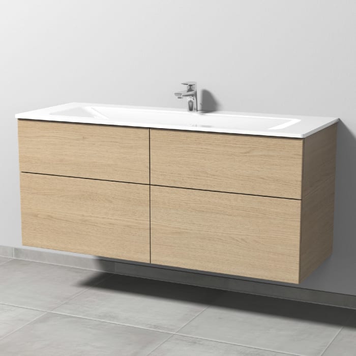 Sanipa 3way Kombination mit Glaswaschtisch 131,5 cm, 4 Auszüge mit Push to open