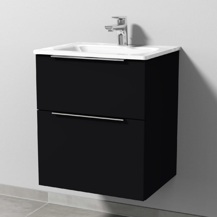 Sanipa 3way Kombination mit Glaswaschtisch 51,5 cm, 2 Auszüge mit Aufsatz-Griff