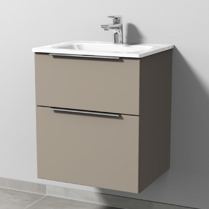 Sanipa 3way Kombination mit Glaswaschtisch 51,5 cm, 2 Auszüge mit Aufsatz-Griff