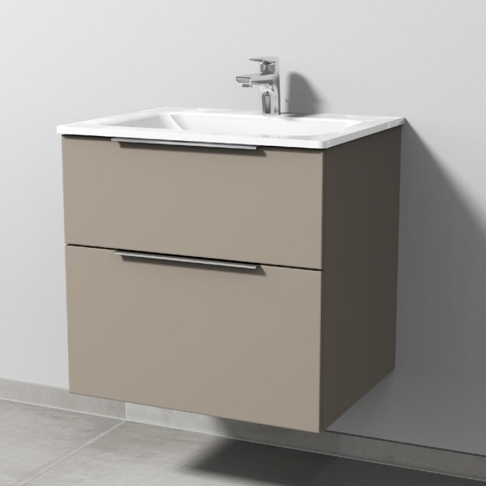 Sanipa 3way Kombination mit Glaswaschtisch 61,5 cm, 2 Auszüge mit Aufsatz-Griff