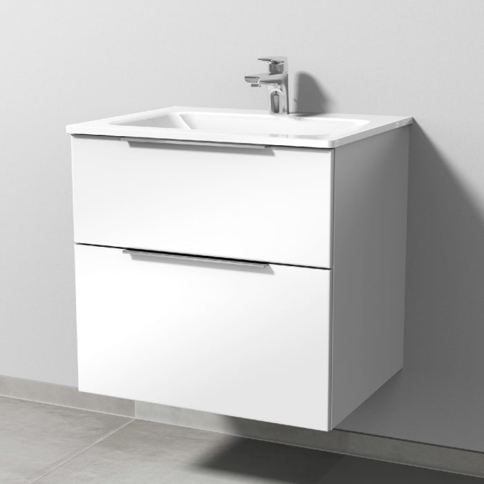 Sanipa 3way Kombination mit Glaswaschtisch 61,5 cm, 2 Auszüge mit Aufsatz-Griff