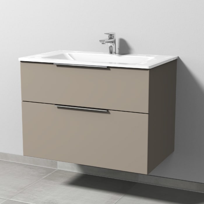 Sanipa 3way Kombination mit Glaswaschtisch 81,5 cm, 2 Auszüge mit Aufsatz-Griff