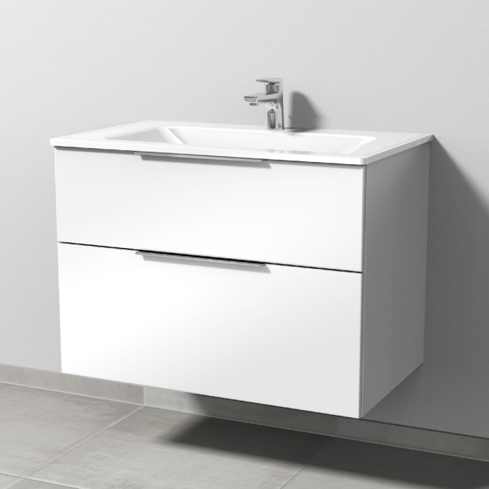 Sanipa 3way Kombination mit Glaswaschtisch 101,5 cm, 2 Auszüge mit Aufsatz-Griff