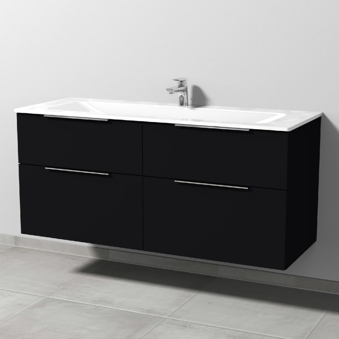 Sanipa 3way Kombination mit Glaswaschtisch 131,5 cm, 4 Auszüge mit Aufsatz-Griff