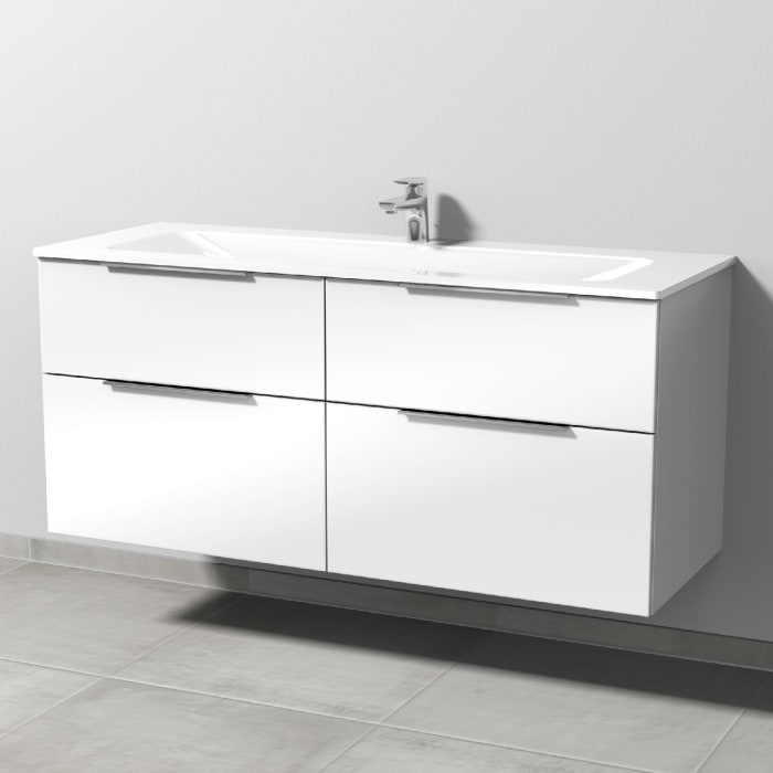 Sanipa 3way Kombination mit Glaswaschtisch 131,5 cm, 4 Auszüge mit Aufsatz-Griff