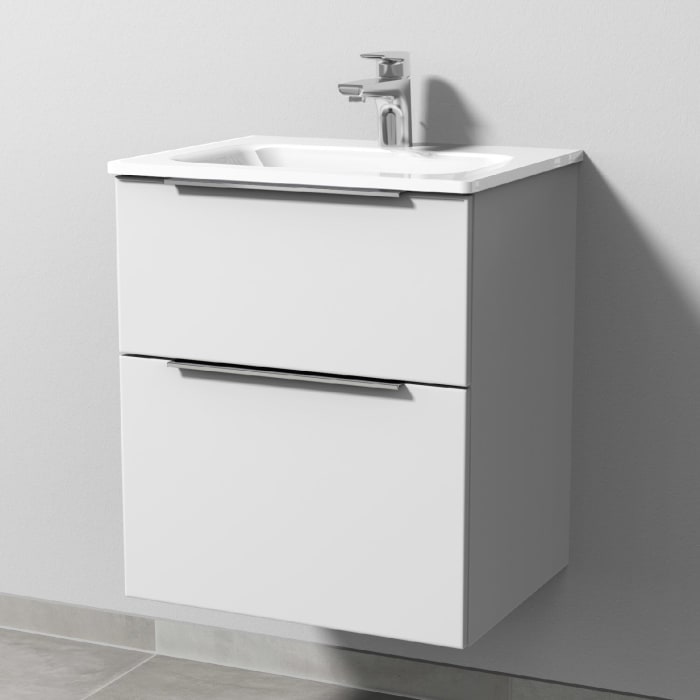 Sanipa 3way Kombination mit Glaswaschtisch 51,5 cm, 2 Auszüge mit Aufsatz-Griff