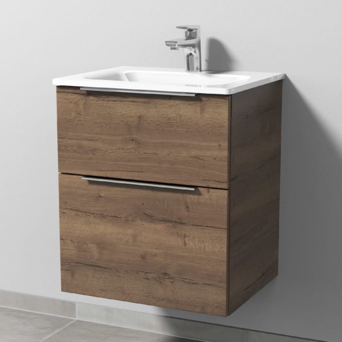 Sanipa 3way Kombination mit Glaswaschtisch 51,5 cm, 2 Auszüge mit Aufsatz-Griff