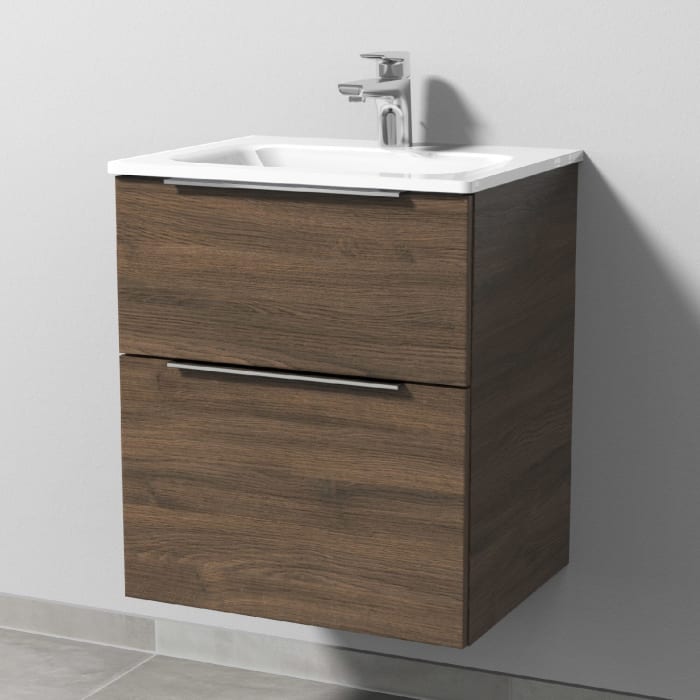 Sanipa 3way Kombination mit Glaswaschtisch 51,5 cm, 2 Auszüge mit Aufsatz-Griff