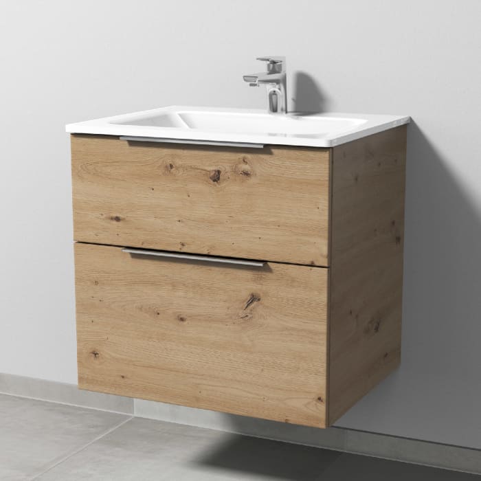 Sanipa 3way Kombination mit Glaswaschtisch 61,5 cm, 2 Auszüge mit Aufsatz-Griff