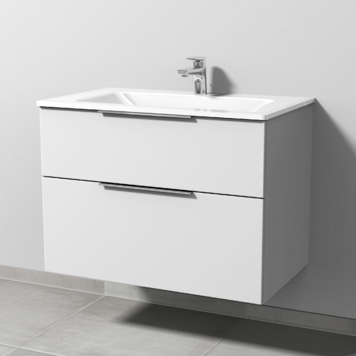 Sanipa 3way Kombination mit Glaswaschtisch 81,5 cm, 2 Auszüge mit Aufsatz-Griff