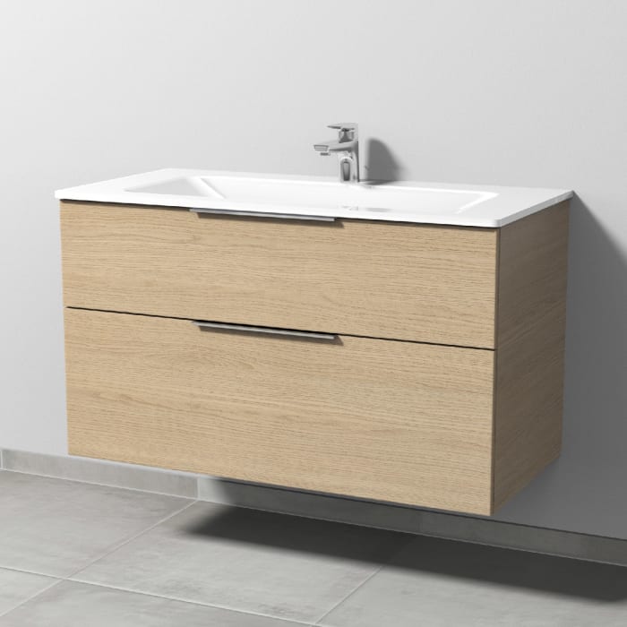 Sanipa 3way Kombination mit Glaswaschtisch 101,5 cm, 2 Auszüge mit Aufsatz-Griff