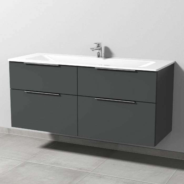 Sanipa 3way Kombination mit Glaswaschtisch 131,5 cm, 4 Auszüge mit Aufsatz-Griff