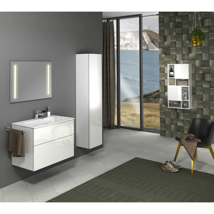 Sanipa 3way Kombination mit Glaswaschtisch 81,5 cm, 2 Auszüge mit Aufsatz-Griff