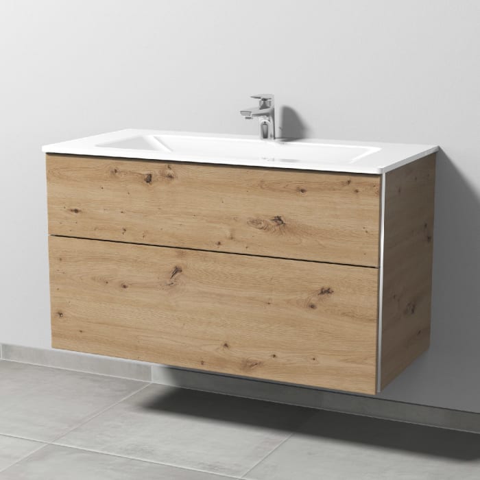 Sanipa 3way Kombination mit Glaswaschtisch 101,5 cm, 2 Auszüge