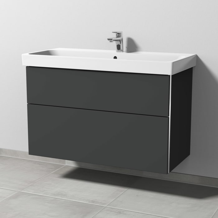 Sanipa 3way Keramikwaschtisch ProSmart mit Waschtischunterschrank 100 x 47 cm, mit 2 Auszügen