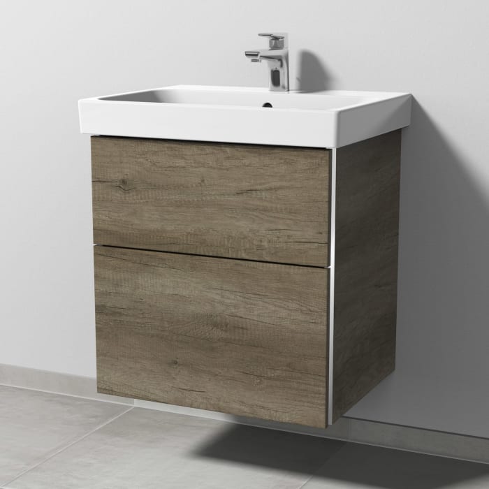 Sanipa 3way Keramikwaschtisch ProSmart mit Waschtischunterschrank 60 x 47 cm, mit 2 Auszügen