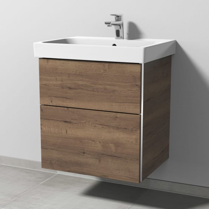 Sanipa 3way Keramikwaschtisch ProSmart mit Waschtischunterschrank 60 x 47 cm, mit 2 Auszügen