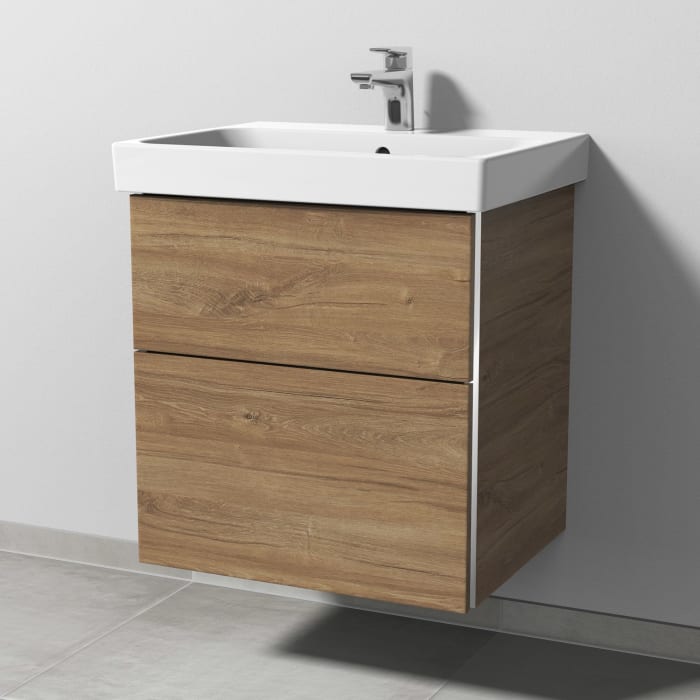 Sanipa 3way Keramikwaschtisch ProSmart mit Waschtischunterschrank 60 x 47 cm, mit 2 Auszügen