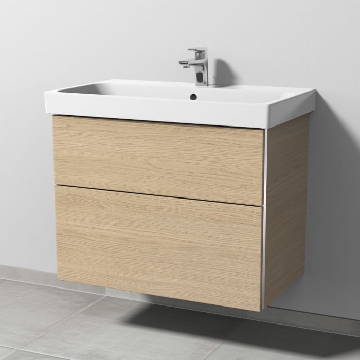 Sanipa 3way Keramikwaschtisch ProSmart mit Waschtischunterschrank 80 x 47 cm, mit 2 Auszügen