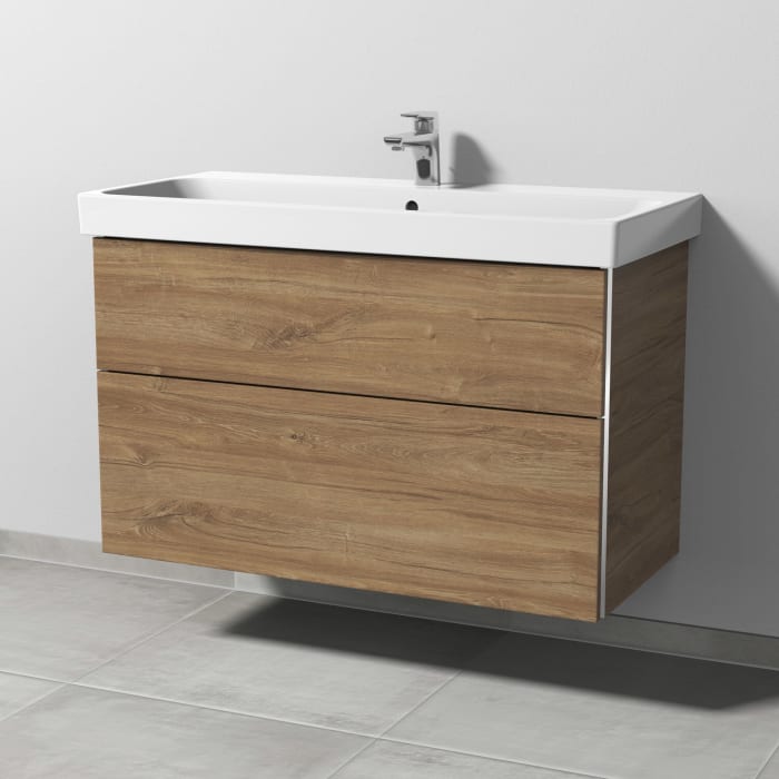 Sanipa 3way Keramikwaschtisch ProSmart mit Waschtischunterschrank 100 x 47 cm, mit 2 Auszügen