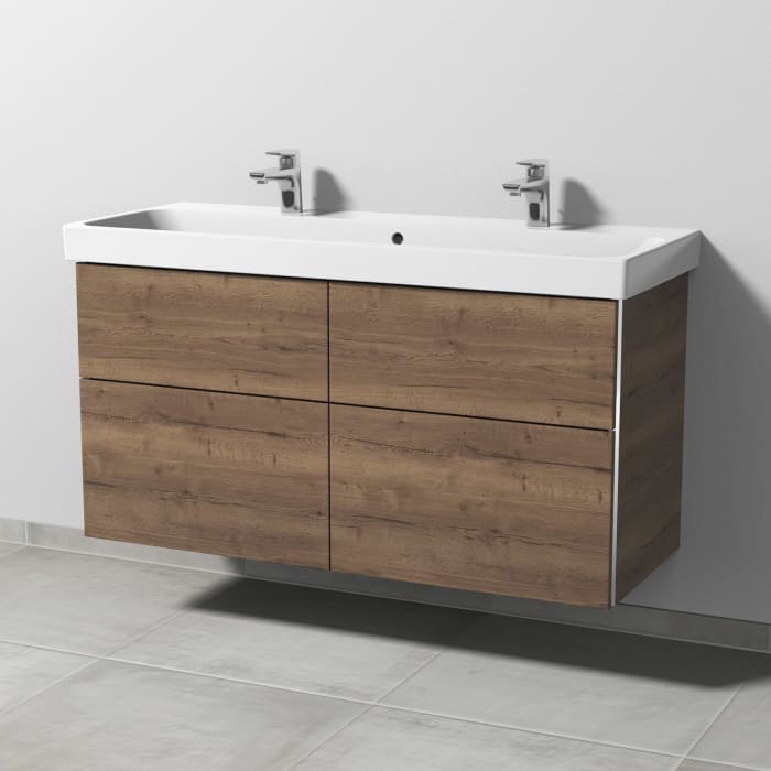 Sanipa 3way Keramik Doppelwaschtisch ProSmart mit Waschtischunterschrank 120 x 47 cm, mit 4 Auszügen