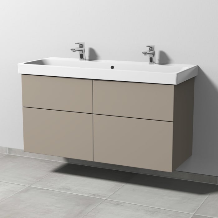 Sanipa 3way Keramik Doppelwaschtisch ProSmart mit Waschtischunterschrank 120 x 47 cm, mit 4 Auszügen