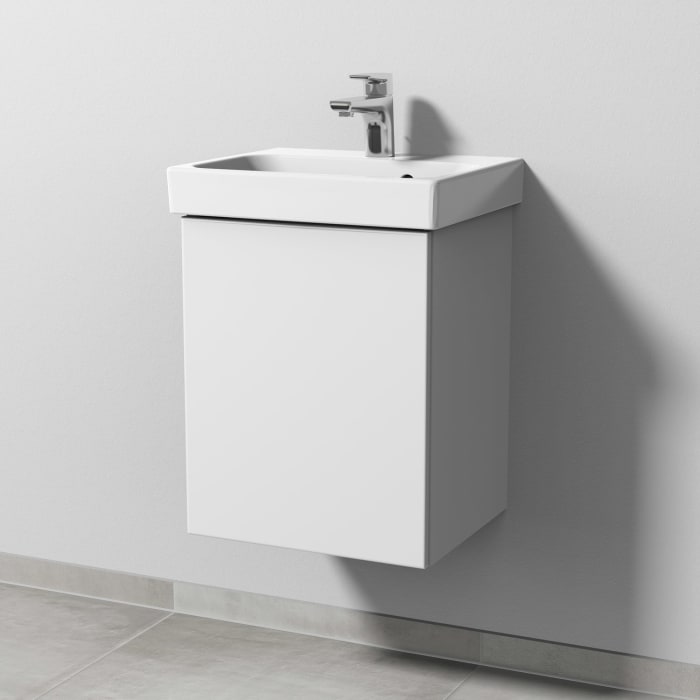 Sanipa 3way Keramikwaschtisch ProSmart mit Waschtischunterschrank 45 x 37 cm, Türanschlag links