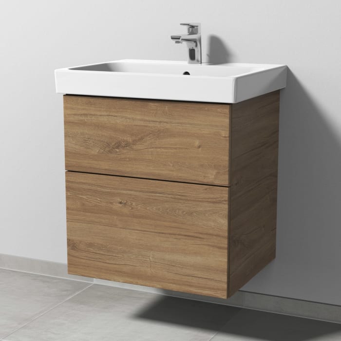 Sanipa 3way Keramikwaschtisch ProSmart mit Waschtischunterschrank 60 x 47 cm, mit 2 Auszügen