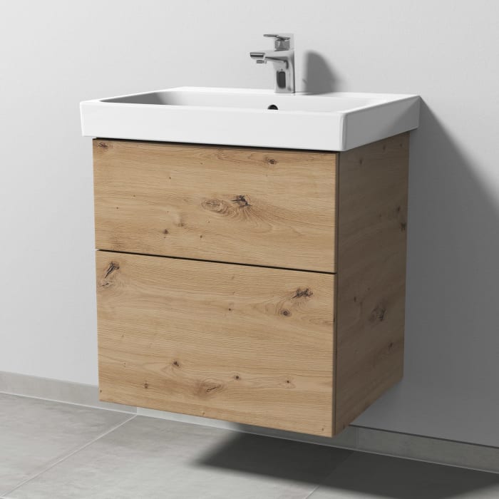 Sanipa 3way Keramikwaschtisch ProSmart mit Waschtischunterschrank 60 x 47 cm, mit 2 Auszügen