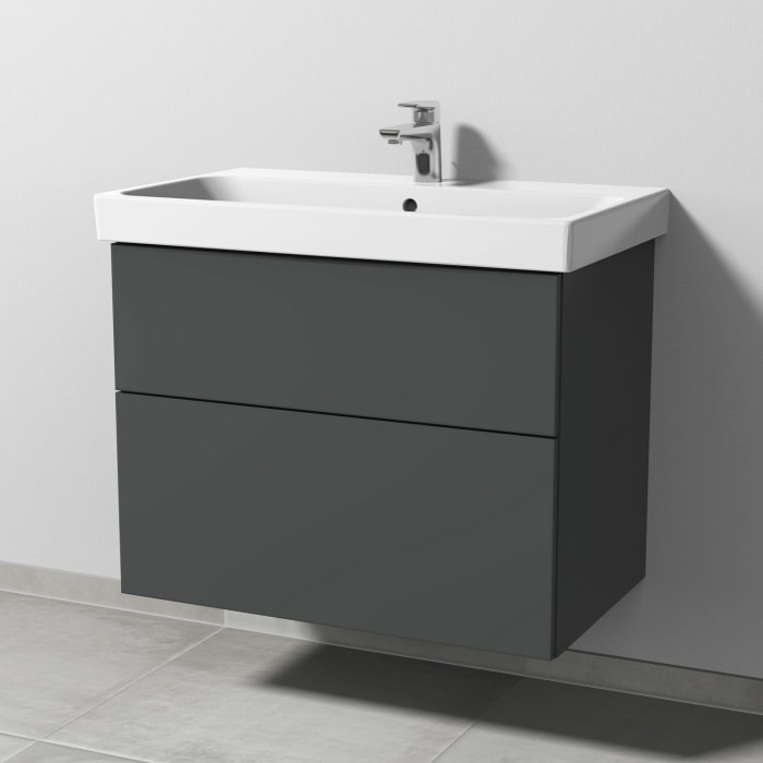 Sanipa 3way Keramikwaschtisch ProSmart mit Waschtischunterschrank 80 x 47 cm, mit 2 Auszügen