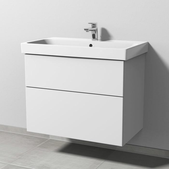Sanipa 3way Keramikwaschtisch ProSmart mit Waschtischunterschrank 80 x 47 cm, mit 2 Auszügen