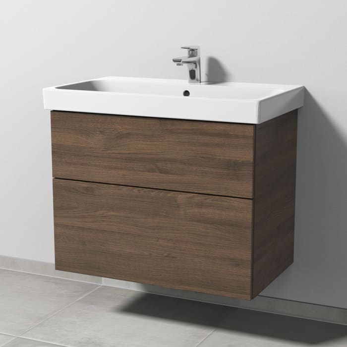 Sanipa 3way Keramikwaschtisch ProSmart mit Waschtischunterschrank 80 x 47 cm, mit 2 Auszügen