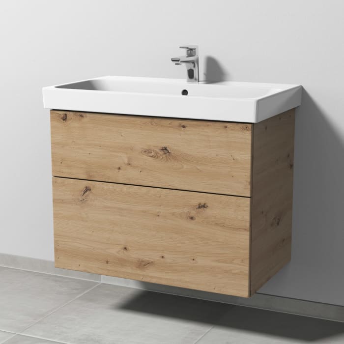 Sanipa 3way Keramikwaschtisch ProSmart mit Waschtischunterschrank 80 x 47 cm, mit 2 Auszügen