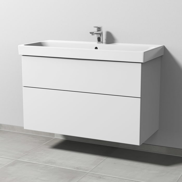 Sanipa 3way Keramikwaschtisch ProSmart mit Waschtischunterschrank 100 x 47 cm, mit 2 Auszügen