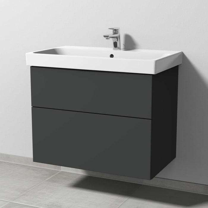 Sanipa 3way Keramikwaschtisch ProSmart mit Waschtischunterschrank 80 x 47 cm, mit 2 Auszügen