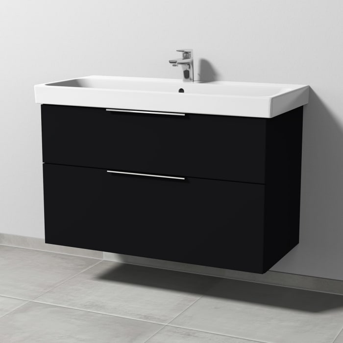 Sanipa 3way Keramikwaschtisch ProSmart mit Waschtischunterschrank 100 x 47 cm, mit 2 Auszügen