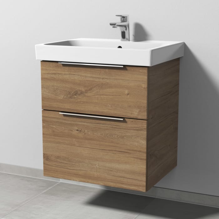 Sanipa 3way Keramikwaschtisch ProSmart mit Waschtischunterschrank 60 x 47 cm, mit 2 Auszügen