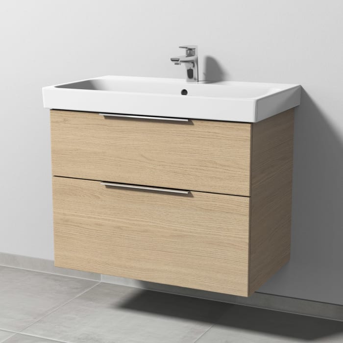 Sanipa 3way Keramikwaschtisch ProSmart mit Waschtischunterschrank 80 x 47 cm, mit 2 Auszügen