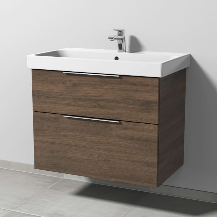 Sanipa 3way Keramikwaschtisch ProSmart mit Waschtischunterschrank 80 x 47 cm, mit 2 Auszügen