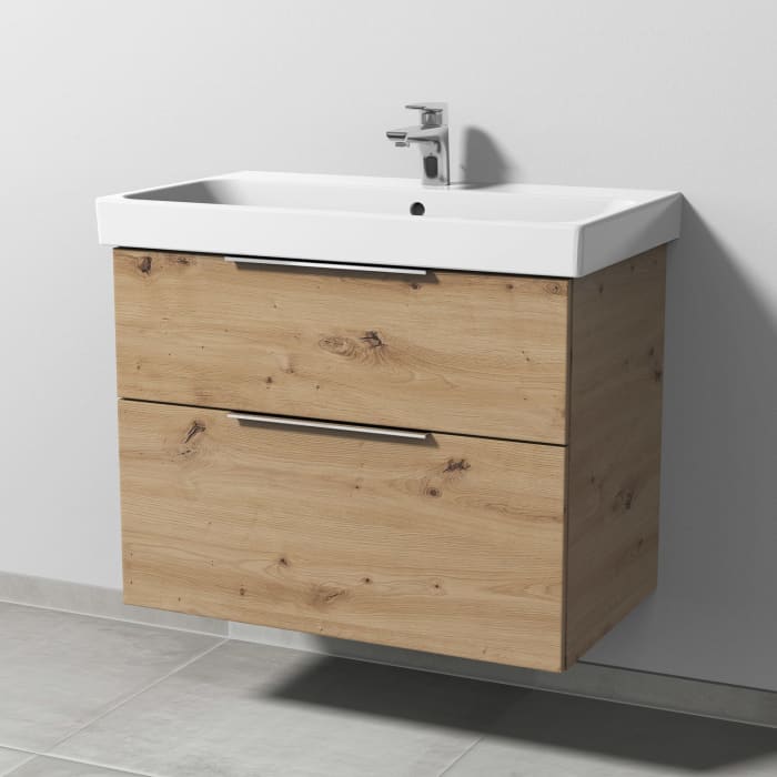 Sanipa 3way Keramikwaschtisch ProSmart mit Waschtischunterschrank 80 x 47 cm, mit 2 Auszügen