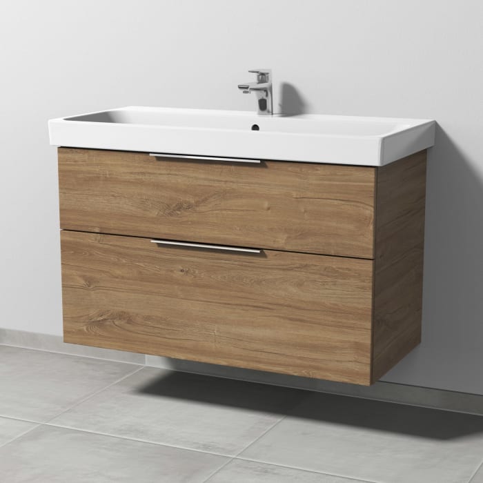 Sanipa 3way Keramikwaschtisch ProSmart mit Waschtischunterschrank 100 x 47 cm, mit 2 Auszügen