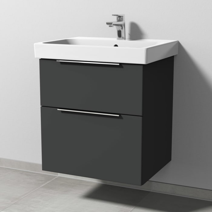 Sanipa 3way Keramikwaschtisch ProSmart mit Waschtischunterschrank 60 x 47 cm, mit 2 Auszügen