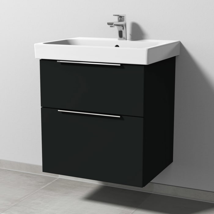 Sanipa 3way Keramikwaschtisch ProSmart mit Waschtischunterschrank 60 x 47 cm, mit 2 Auszügen