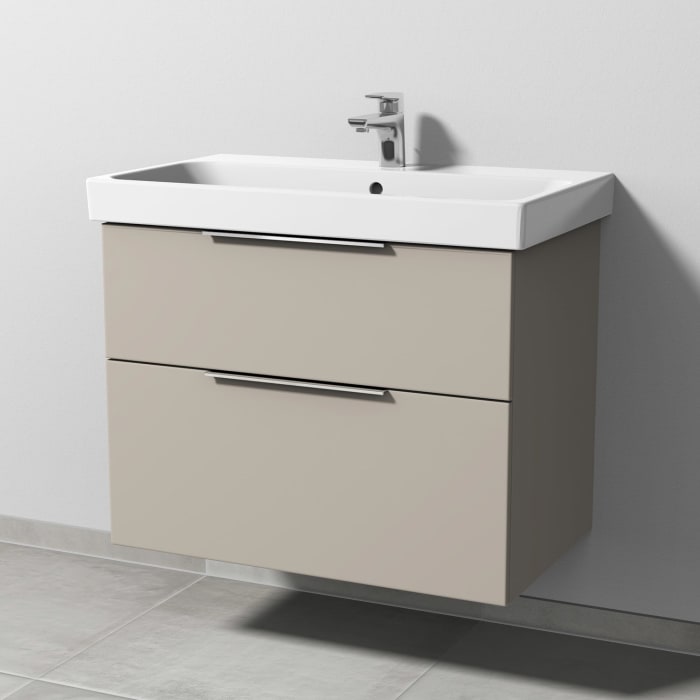 Sanipa 3way Keramikwaschtisch ProSmart mit Waschtischunterschrank 80 x 47 cm, mit 2 Auszügen