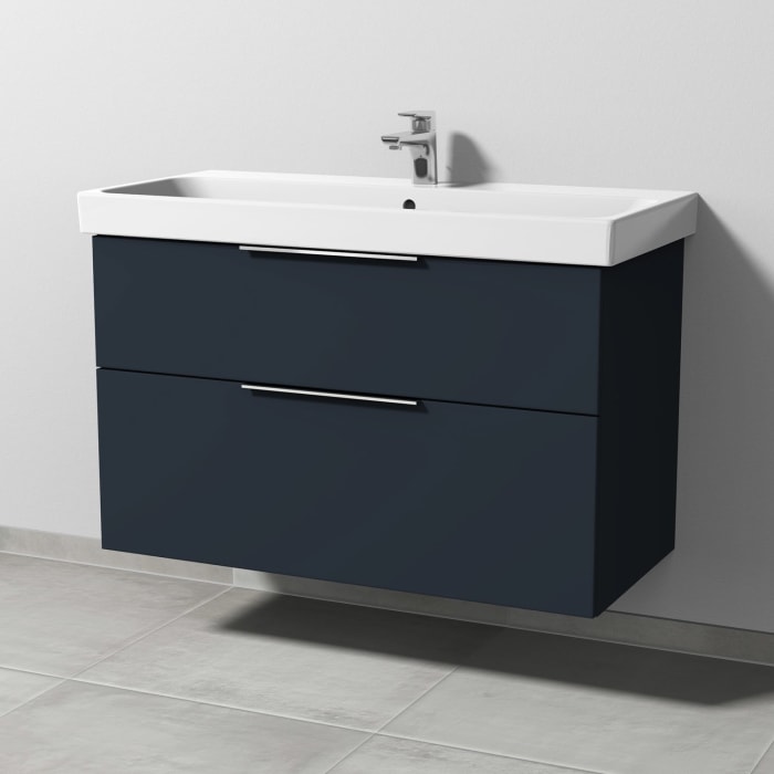 Sanipa 3way Keramikwaschtisch ProSmart mit Waschtischunterschrank 100 x 47 cm, mit 2 Auszügen