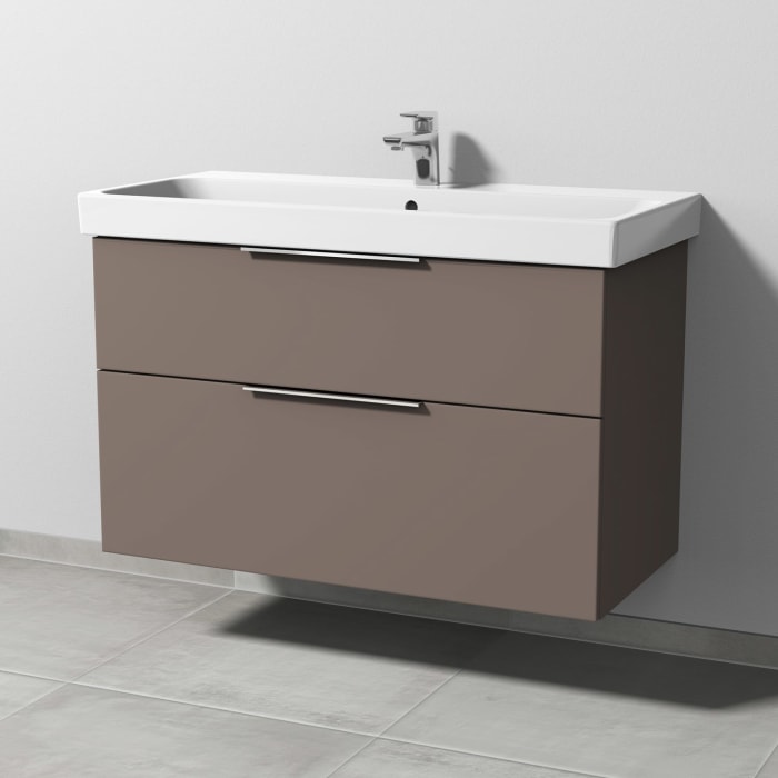 Sanipa 3way Keramikwaschtisch ProSmart mit Waschtischunterschrank 100 x 47 cm, mit 2 Auszügen