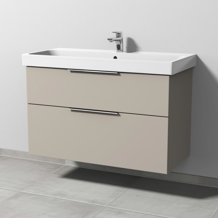 Sanipa 3way Keramikwaschtisch ProSmart mit Waschtischunterschrank 100 x 47 cm, mit 2 Auszügen